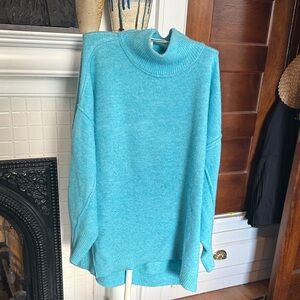 Crown & Ivy Turquoise Cowl Neck Sweater